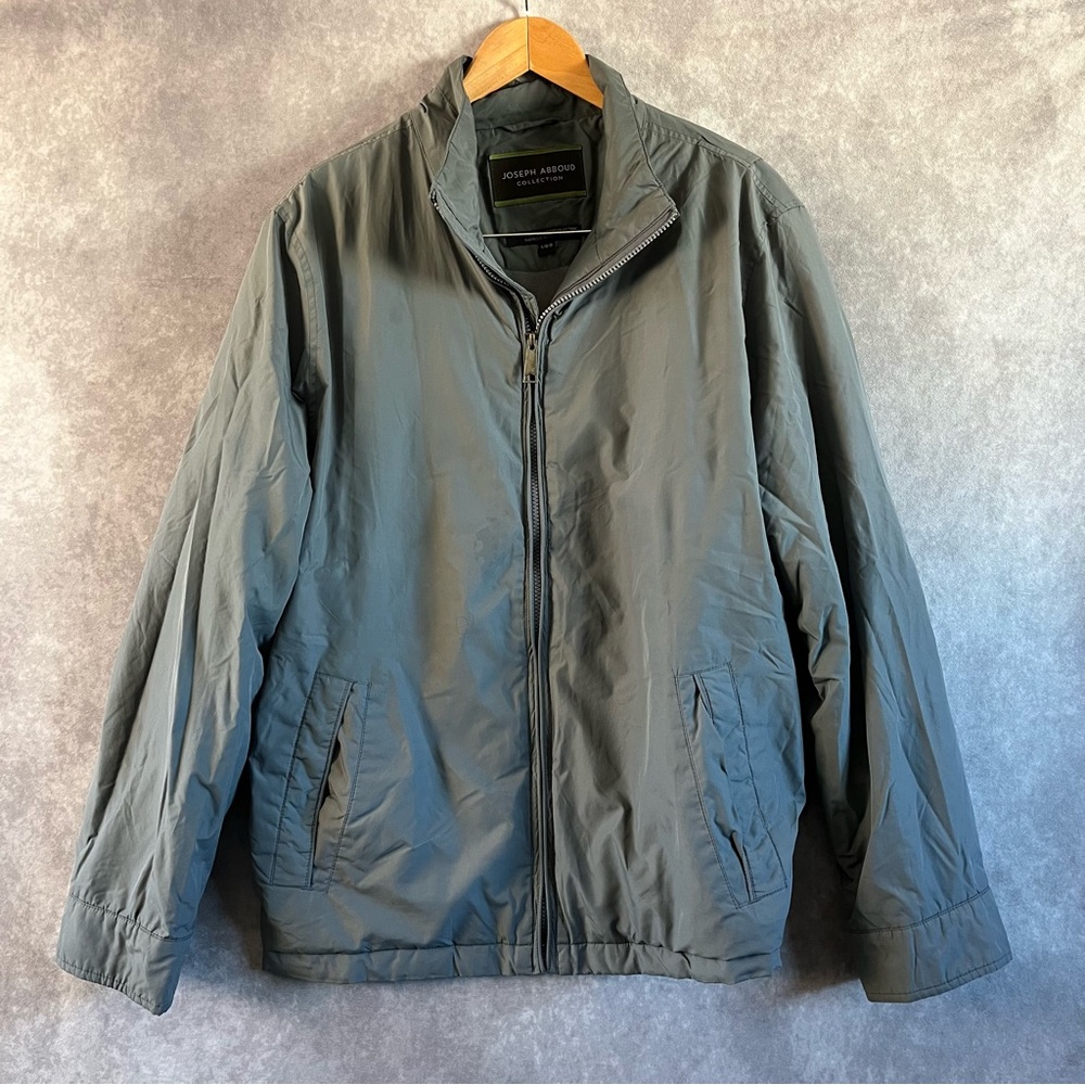 Joseph Abboud Jacket Mens Large‎ Gray Full Zip Harrington Lightweight Mock Neck